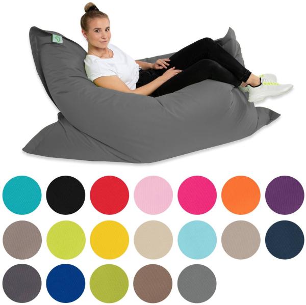 Green Bean© Sitzsack "Square" XXL 140x180cm 380 Liter Bean Bag EPS Perlen Füllung Riesensitzsack Waschbar Wetterfest Lounge Sitzkissen Gelb