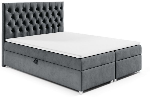 Best for Home Boxspringbett mit Bettkasten Doppelbett K14 Bonellmatratze, Komfort Topper H3 (140x200 160x200 180x200 200x200 cm, Bonell-Matratze, gepolstertes Kopfteil, Polsterbett versch. Größen), mit oder ohne Topper, Flexible Liefermöglichkeiten, Ha...