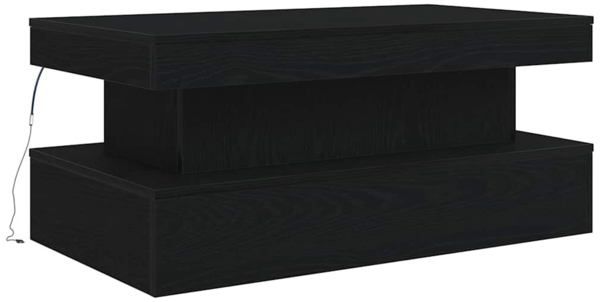 vidaXL Couchtisch mit LED-Leuchten Schwarz Eichen-Optik 90x50x40 cm 862256