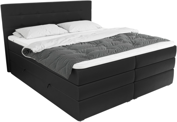99rooms Dante Boxspringbett Kunstleder MADRYT Schwarz Taschen-Federung 160x200 cm Bild 4