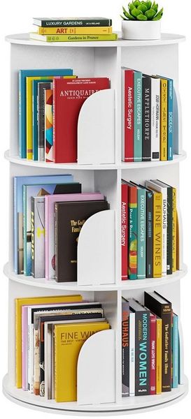 TUWENA Bücherregal Drehbares Bücherregal, 360° Holz-Eck Lagerregal, Aufbewahrungsregal, 2/3/4/5 Etagen Bücherorganisator für Wohnzimmer, Büro, Kinderzimmer