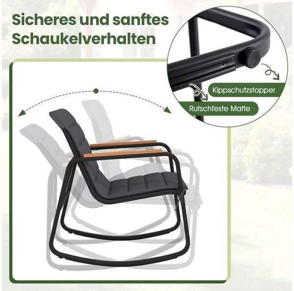 COSTWAY Balkonset, (3-tlg), Bistro-Set, 2 Schaukelstühlen mit Kissen, Tisch