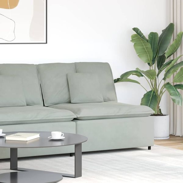 vidaXL Modulares Sofa Mittelmodul mit Kissen Hellgrau 100 cm 4104429