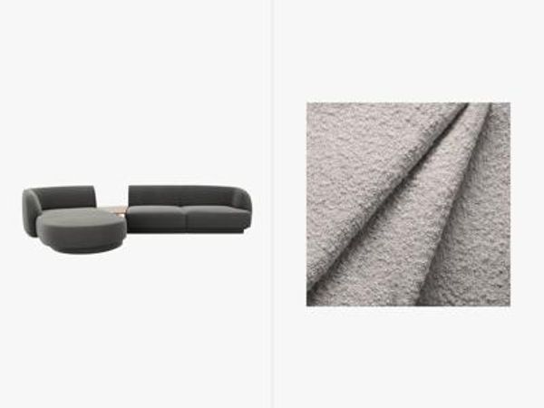 Micadoni Modulares Sofa Miley mit Recamiere 3-Sitzer Links Boucle Baloo Hellgrau