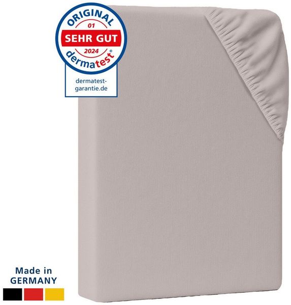 AM Qualitätsmatratzen Spannbettlaken Baumwolle in taupe, Bettlaken für Topper, Made in Germany, Baumwolle, Gummizug: rundum, (1 Stück), 90 x 200 x 12