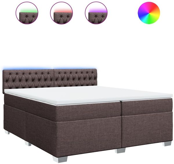 vidaXL Boxspringbett mit Matratze Dunkelbraun 200x200 cm Stoff 3288305 Bild 2