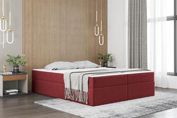 Boxspringbett Schlafzimmerbett PRIMA 160x200cm Stoff Rot inkl. Bettkasten