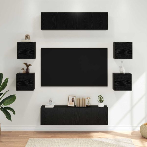 vidaXL TV-Schrankset 8 pcs 120 x 30 x 30 cm Schwarze Eiche 3438613