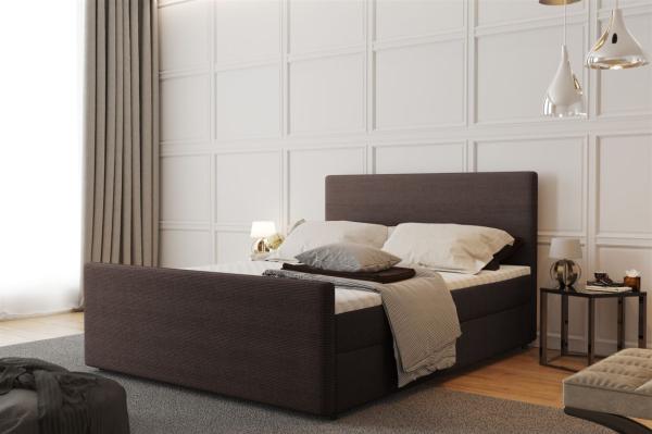 Boxspringbett Schlafzimmerbett CARO 180x220cm Stoff Scala Schokoladenbraun