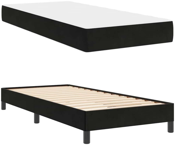 vidaXL Boxspringbett mit Matratze Schwarz 100 x 200 cm Stoff 3398673 Bild 4