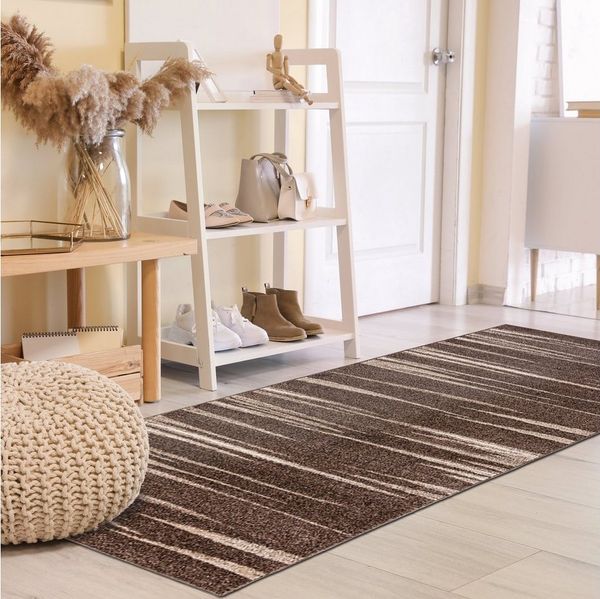 Mazovia Läufer Läufer Flurläufer Modern für Vorzimmer, Küche - Braun, 70 x 100 cm, Kurzflor, Meterware, Höhe 10 mm
