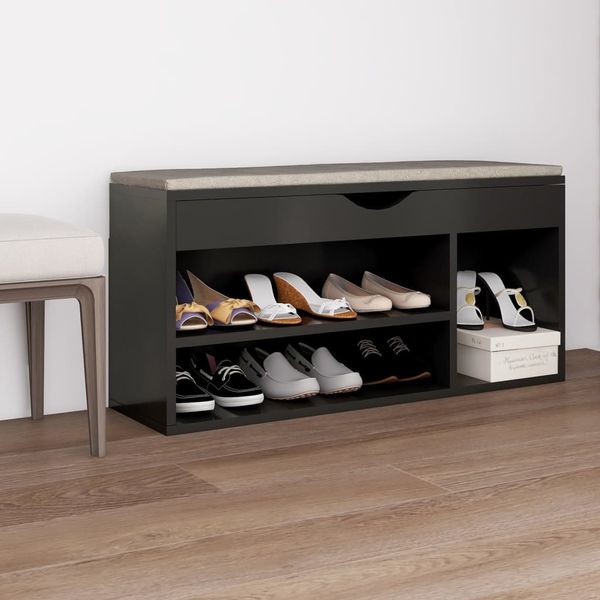 vidaXL Schuhbank mit Kissen Grau 104x30x49 cm Holzwerkstoff 326752