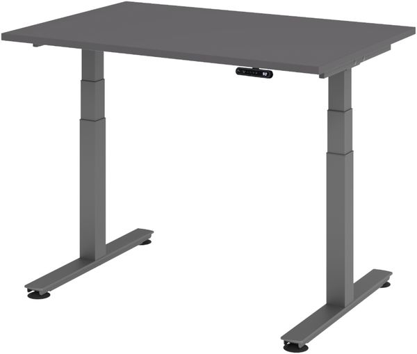 bümö elektrisch höhenverstellbarer Schreibtisch 120x80 cm in graphit, Gestell in graphit - Stehschreibtisch höhenverstellbar mit Memory-Steuerung, elektrischer Bürotisch, Gaming Tisch, XDSM-12-G-G