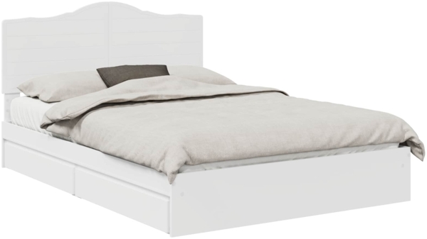 vidaXL Aufbewahrungsbett mit Kopfteil Weiß 150x200 cm Holzwerkstoff 3413492