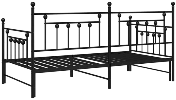 vidaXL Tagesbettrahmen mit Kopfteil Schwarz 90 x 190 cm Stahl 42002665 Bild 6