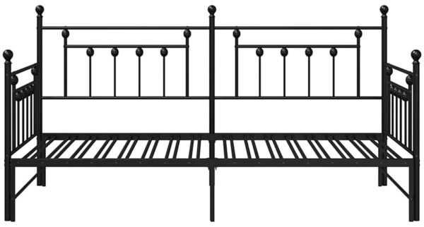 vidaXL Tagesbettrahmen mit Kopfteil Schwarz 90 x 190 cm Stahl 42002665 Bild 4