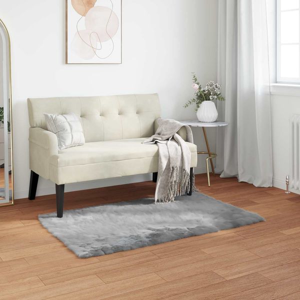 vidaXL Teppich aus Kunstschaffell TAFALLA Grau 60 x 110 cm Polyester 42021521