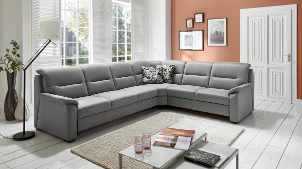 Polipol Ecksofa MONROE Wohnlandschaft Microfaser grau Federkern