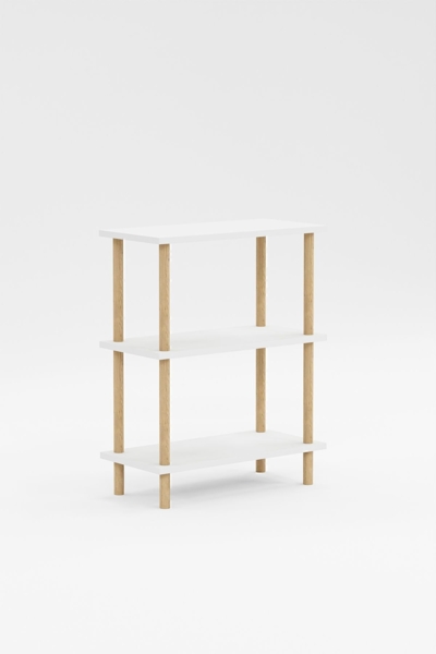 Bücherregal mit 3 Ablagen und Holzfüßen 45 x 30 x /74 cm Spanplatte Weiß 89866657 [en. casa] Bild 5