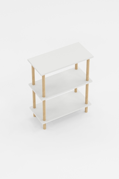 Bücherregal mit 3 Ablagen und Holzfüßen 45 x 30 x /74 cm Spanplatte Weiß 89866657 [en. casa] Bild 6