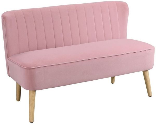 HOMCOM 2-Sitzer mit Massivholzbeine, Couch 1 Teile, für Wohnzimmer, Schlafzimmer, Rosa