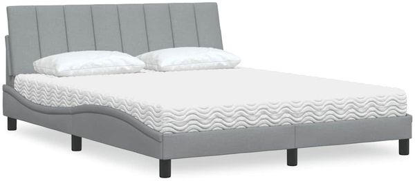 vidaXL Bett mit Matratze "Hanko" Hellgrau 160x200 cm Stoff 3310538