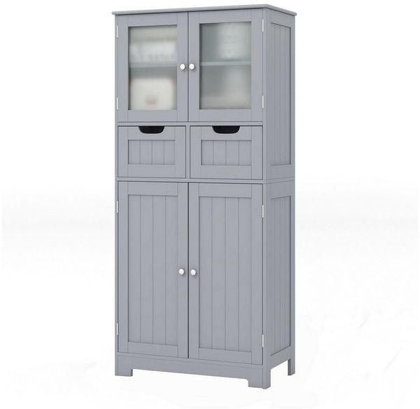 COSTWAY Badkommode, Badschrank mit Schublade, verstellbarem Regal, weiß 128cm