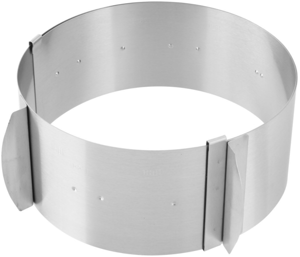 Zenker | flexibler Tortenring PATISSERIE | Ø 16 - Ø 30 cm | verstellbar mit Zieh-Griffen | ideal für Schicht-Torten | Farbe: Silber