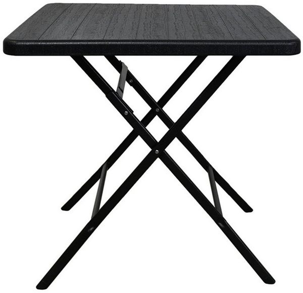 CHEFGASTRO Balkontisch klappbar 78x78 cm Gartentisch wetterfest 4 Personen Kunststoff Holz Optik Schwarz Campingtisch Outdoor Klapptisch Klein Balkonmöbel Bistrotisch für Garten Terrasse Balkon