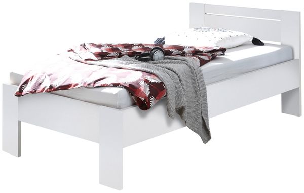 Bett SATURN Einzelbett Bettgestell mit Komforthöhe weiß 90 x 200 cm
