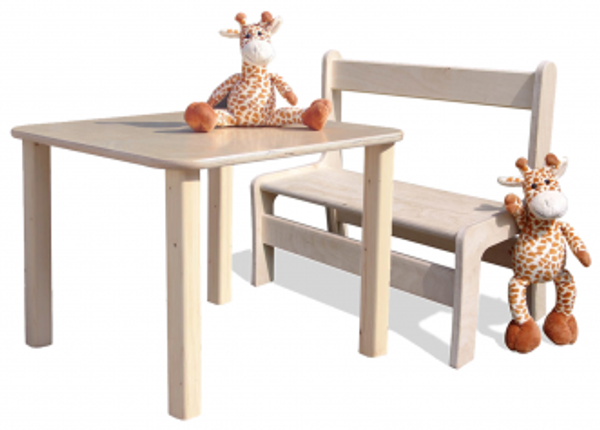 ELI Kinderset - Tisch & 4 Hocker - geschliffen