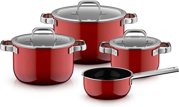 WMF Topf-Set Fusiontec Mineral Pro, Glas, Edelstahl (Set, 7-tlg), kratzfeste Oberfläche, wärmereduzierende Hohlgriffe, Made in Germany