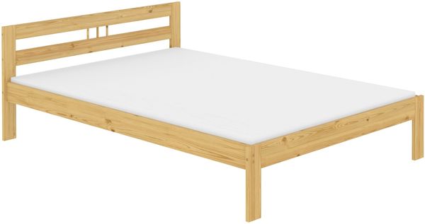 Erst-Holz Einzelbett, Kiefer Massivholz natur Massivholz, mit Rollrost und Matratze, 120x200 cm