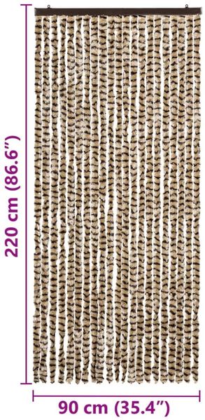 vidaXL Insektenschutz-Vorhang Beige und Braun 90x220 cm Chenille 325449 Bild 7