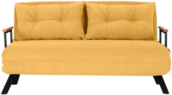 Dmora 2-Sitzer Schlafsofa Calvin, Verwandelbares Sofa, Lineare Stoffstruktur, Schlafsessel mit Stauraum, 133x78 h78 cm, Gelb Bild 6