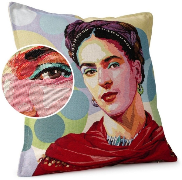 ANRO Dekokissen Kissenhülle MIT oder OHNE Füllung Kissenbezug Zierkissen, Kissenüberzug ohne Füllung Gobelin 45x45 cm Frida Kahlo bunt