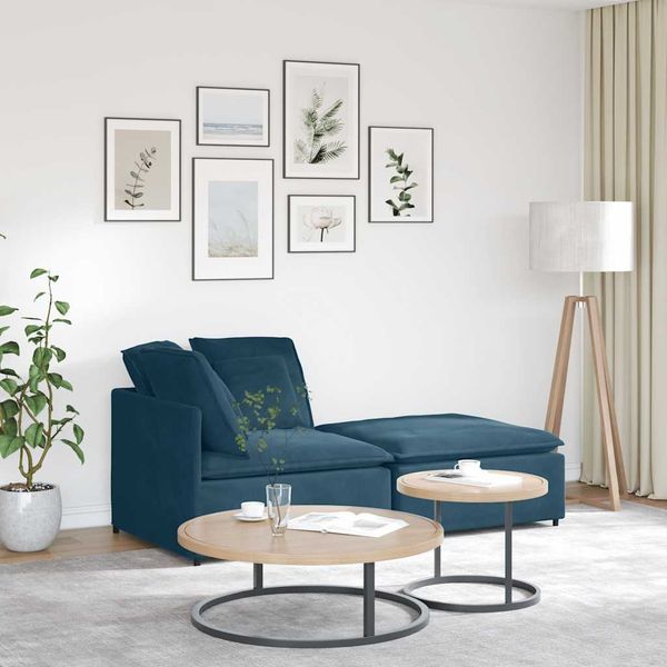 vidaXL Modulares Sofa mit Fußhocker Kissen Samt Blau 3321218