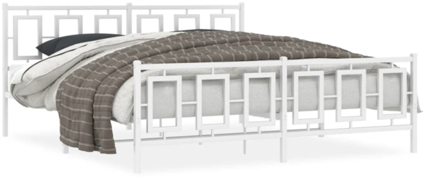 vidaXL Bettgestell mit Kopf- und Fußteil Metall Weiß 183x213 cm 374313
