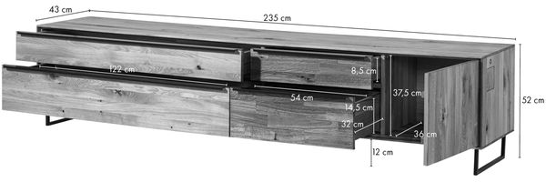 Lowboard Wildeiche 235x43x52 natur geölt WIEN #206 Bild 8
