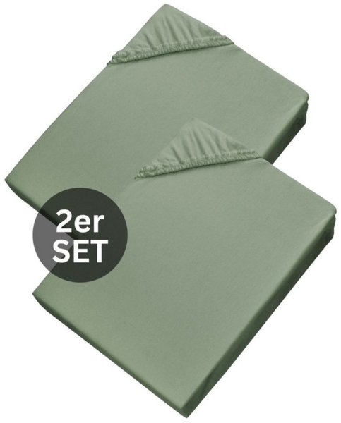 SCHÖNER WOHNEN-Kollektion Spannbettlaken BASIC Spannbettlaken, Mischgewebe, Gummizug: rundum, (2 Stück), 100 x 200 cm - 2er Set in Salbei