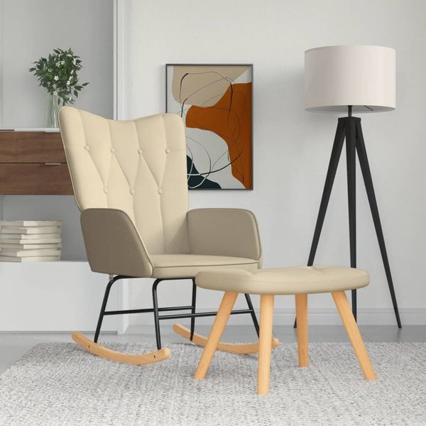 Schaukelstuhl mit Hocker, Stoff creme [327624]