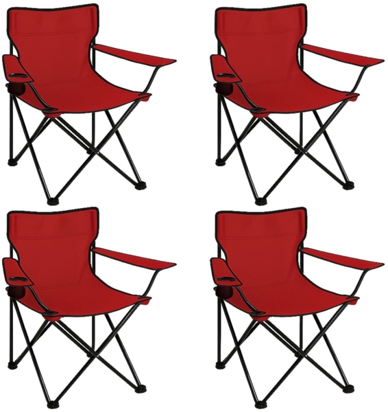 Coemo 4er-Set faltbarer Campingstuhl Faltstuhl mit Tragetasche in Rot