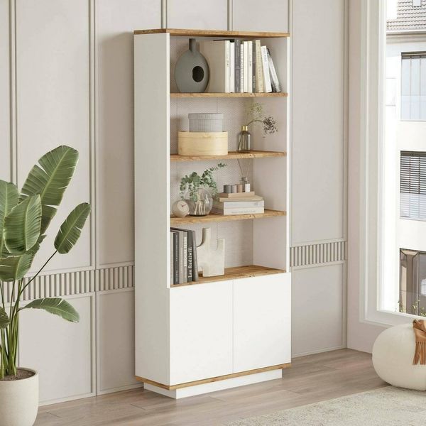 Dmora Regal Heze 75 x 26,8 x 168,3h cm Braun 4 Böden, 2 Türen