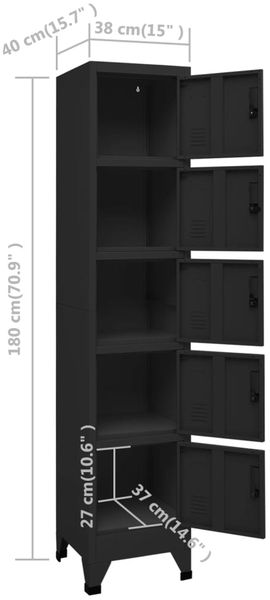 vidaXL Schließfachschrank Schwarz 38 x 40 x 180 cm Stahl [339790] Bild 8