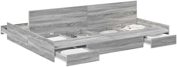 vidaXL Aufbewahrungsbettgestell Graues Sonoma 160 x 200 cm 3335282 Bild 2