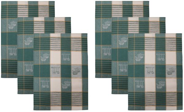Betz Geschirrtuch 6 Stück Halbleinen Geschirrtücher Hungary Motiv KÜCHE Größe 50x70 cm, (Set, 6-tlg, 6 er Set), Farbe Grün