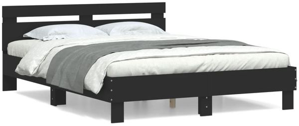 vidaXL Bettgestell mit Kopfteil Schwarz 140x200 cm Holzwerkstoff 3207421
