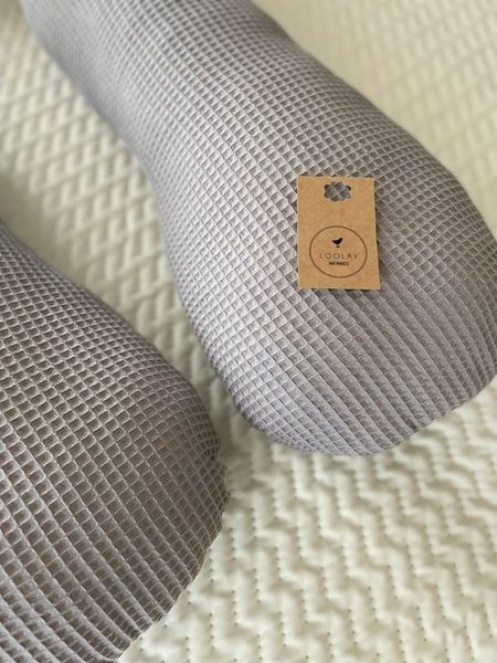 Loolay Stillkissen Schwangerschaftskissen Seitenschläferkissen Stillkissen TYP A 330cm, Attmungsaktive WAFFELPIQUE + GLATT Baumwolle XXXL Lagerungkissen, MUSTER: WAFFEL Grau/ Grau, Stillkissen Kissen für schlafen + Bezug, 100% Europäische Stoffe unf Kl...