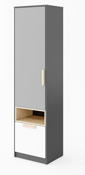 Stauraumschank ""Pok"" Kleiderschrank 50cm graphit grau weiß Buche Ibsen