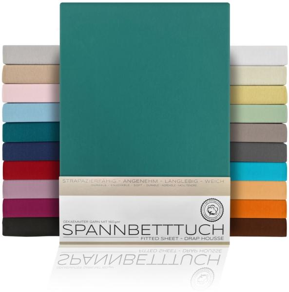 Beautex Spannbettlaken Spannbetttuch Bettlaken aus gekämmter Baumwolle Premium Jersey 160g/m², Jersey, Gummizug: rundum, (1 Stück)